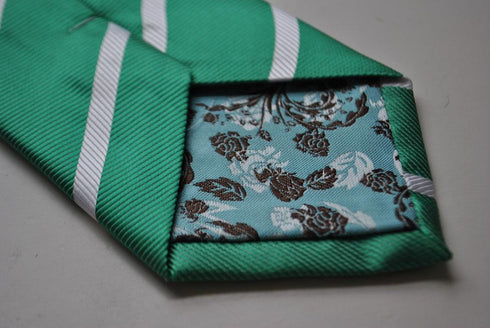 green tie with white club stripes